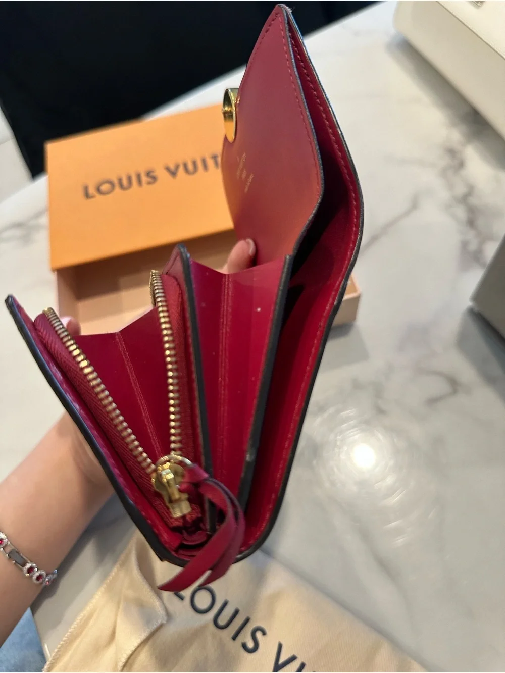 Louis Vuitton Monogram Compact Wallet with Pink Trim